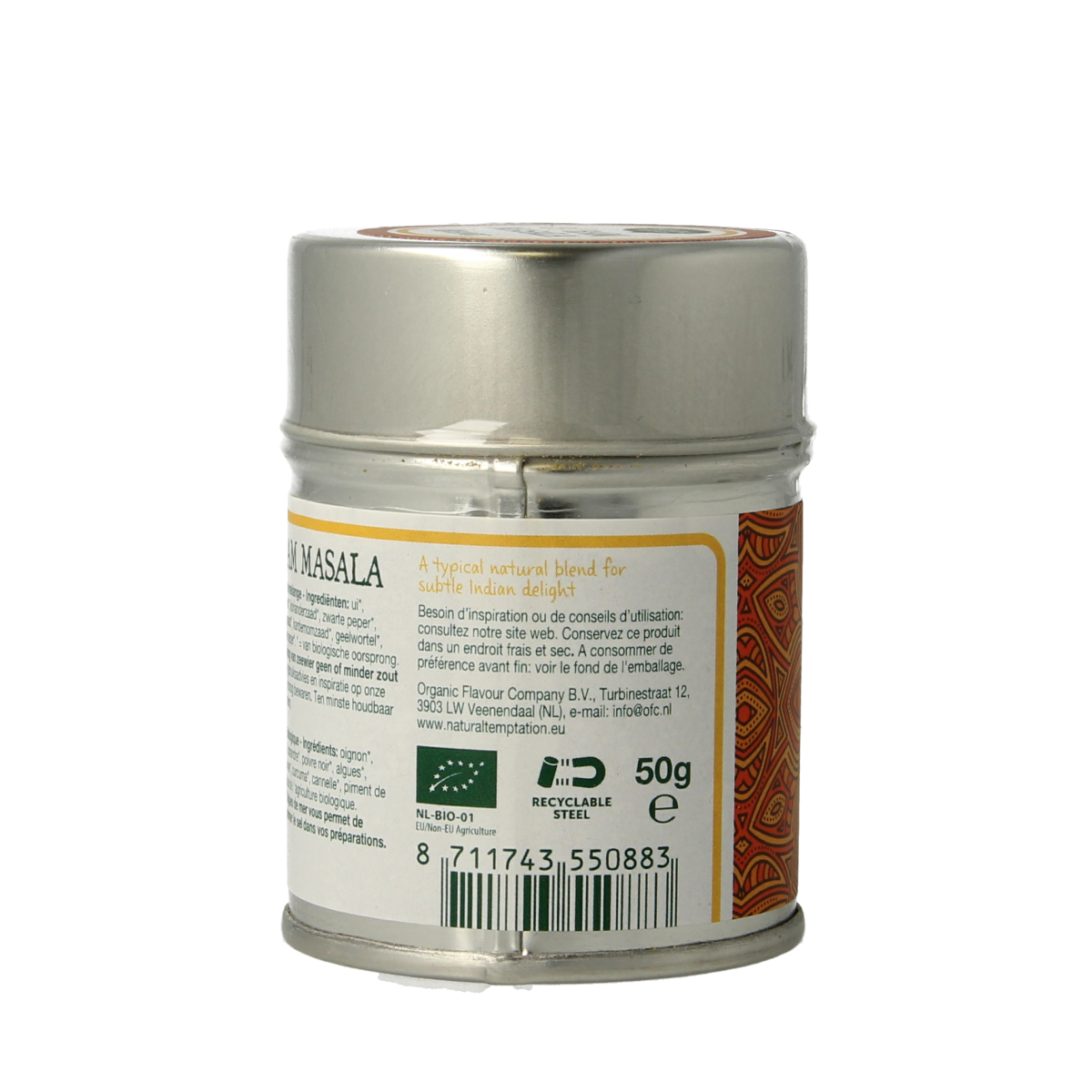 Natural Temptation Garam masala blikje natural spices bio 50.00 Gram