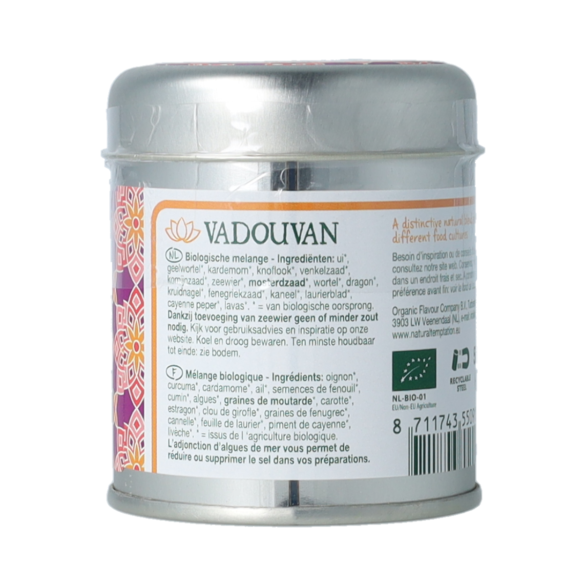 Natural Temptation Vadouvan blikje natural spices bio 50.00 Gram