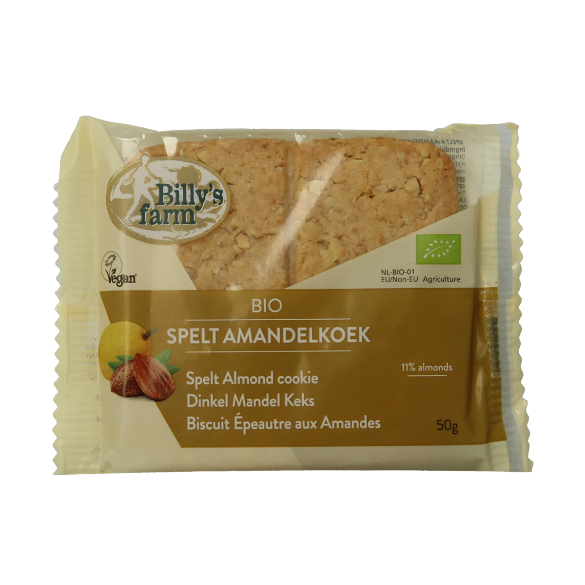 Billy's Farm Spelt amandelkoeken bio 50.00 Gram