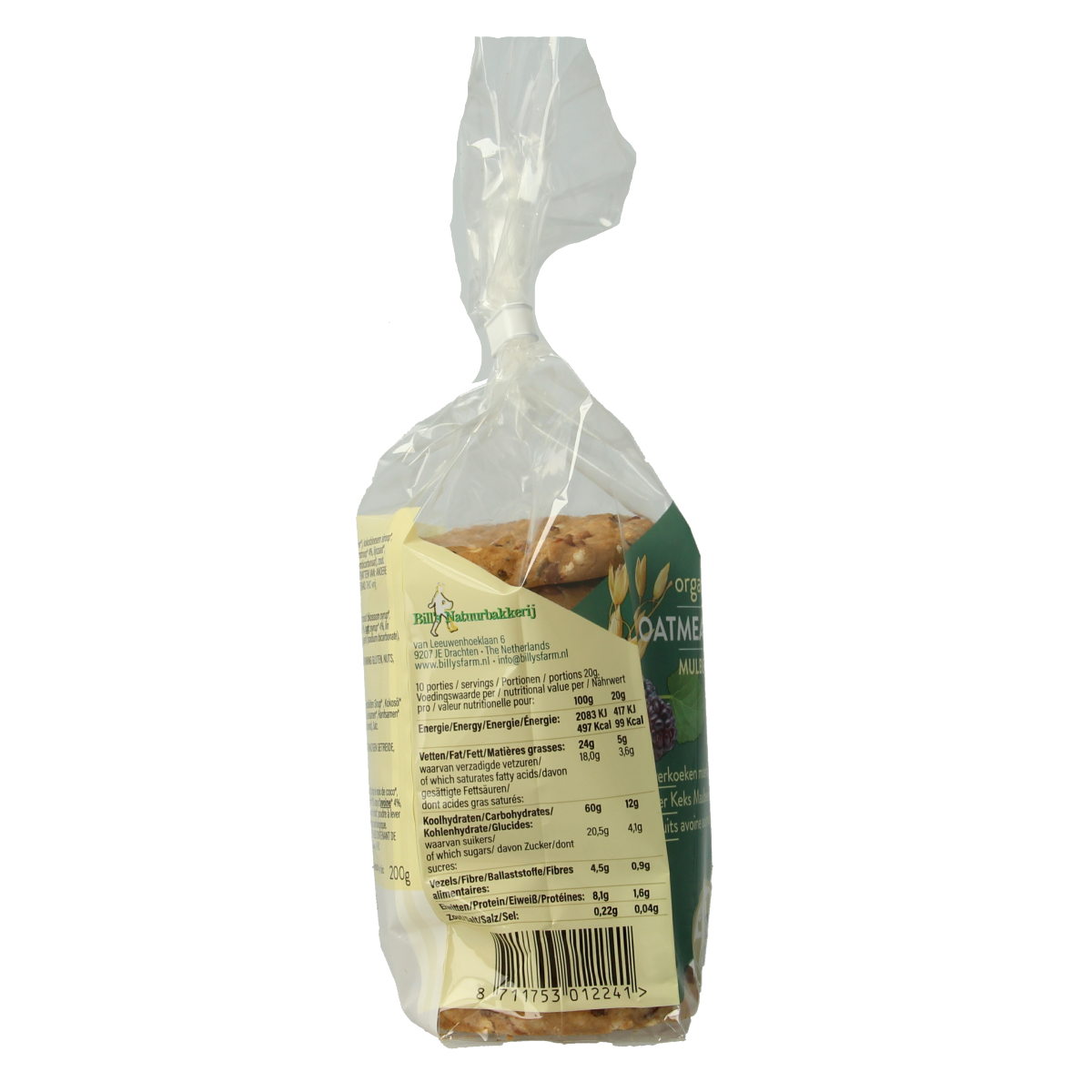Billy's Farm Haverkoekjes met moerbei en hennep bio 200.00 Gram