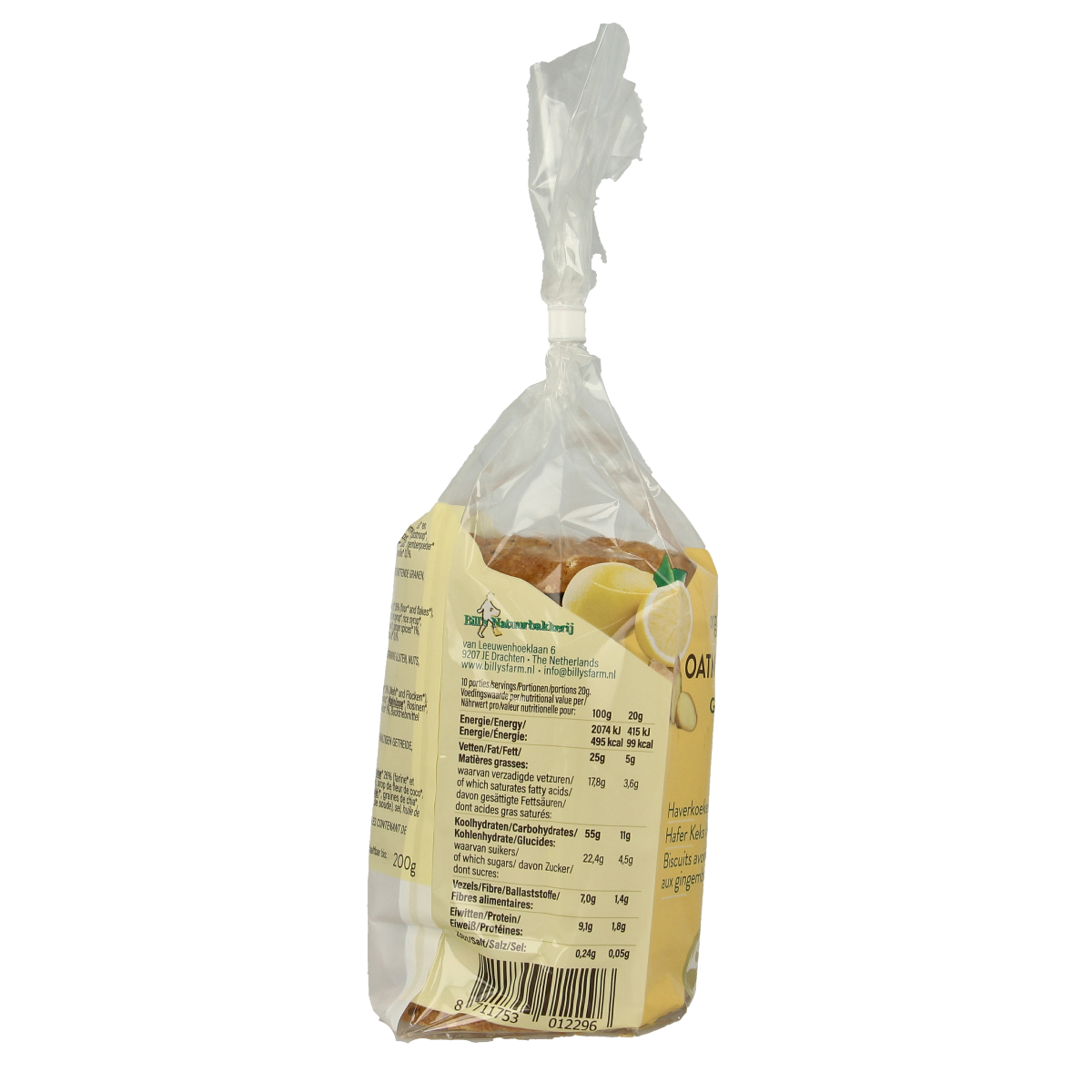 Billy's Farm Haverkoeken gember-citroen bio 200.00 Gram