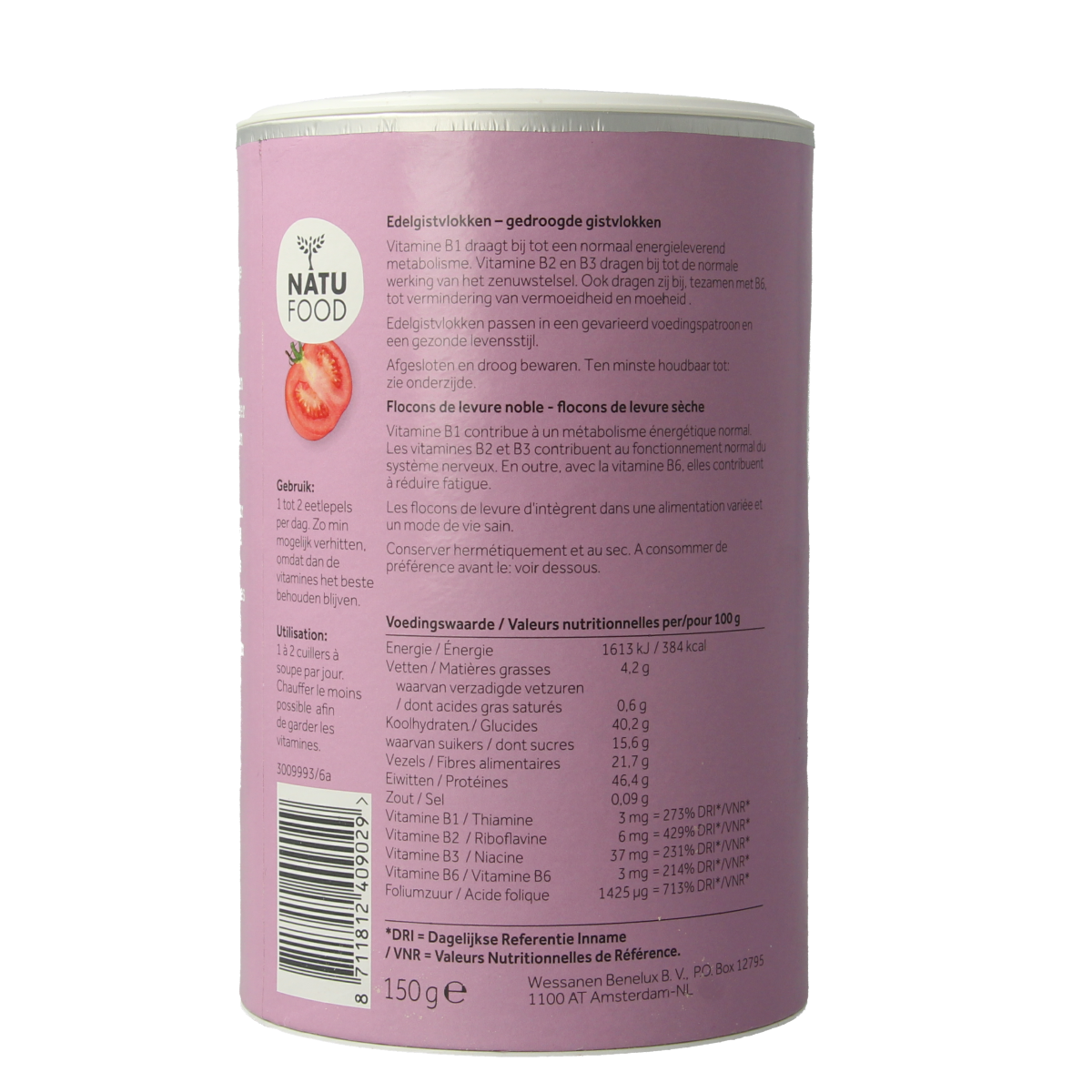 Natufood Edelgistvlokken 150.00 Gram