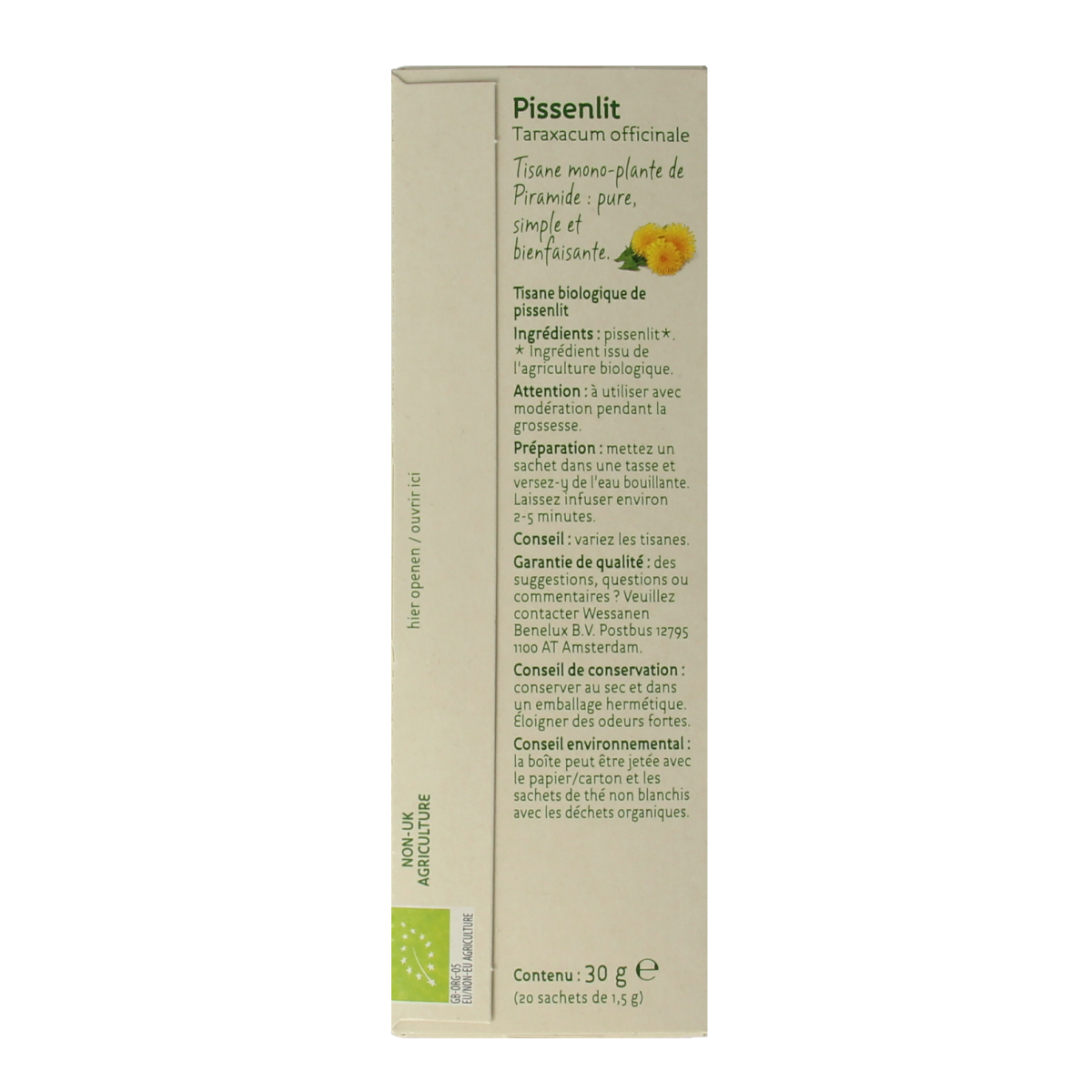 Piramide Paardenbloem thee bio 20.00 Stuks