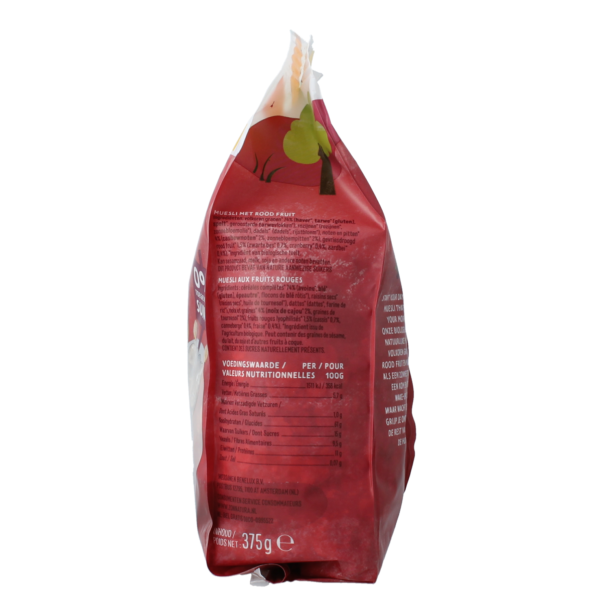 Zonnatura Muesli rood fruit bio 375.00 Gram