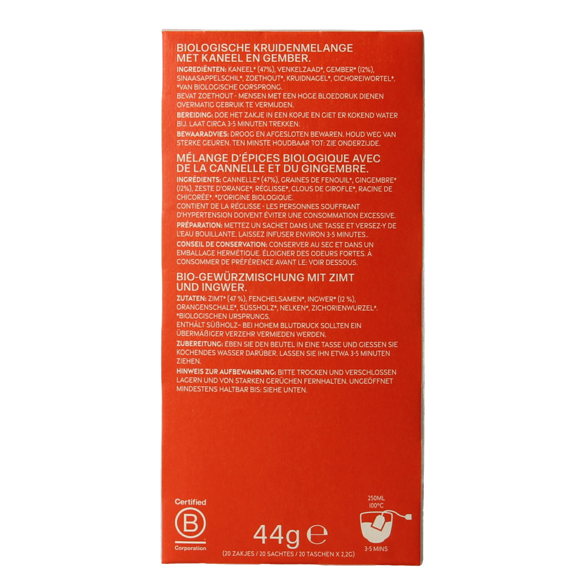 Piramide Warming chai bio 20.00 Zakjes
