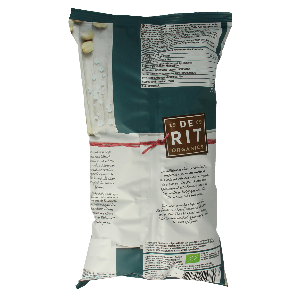 De Rit Kikkererwtenchips zeezout bio 75.00 Gram