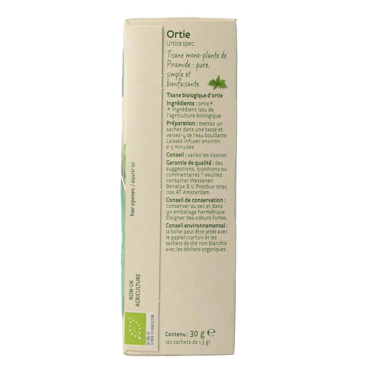 Piramide Brandnetel thee eko bio 20.00 Zakjes