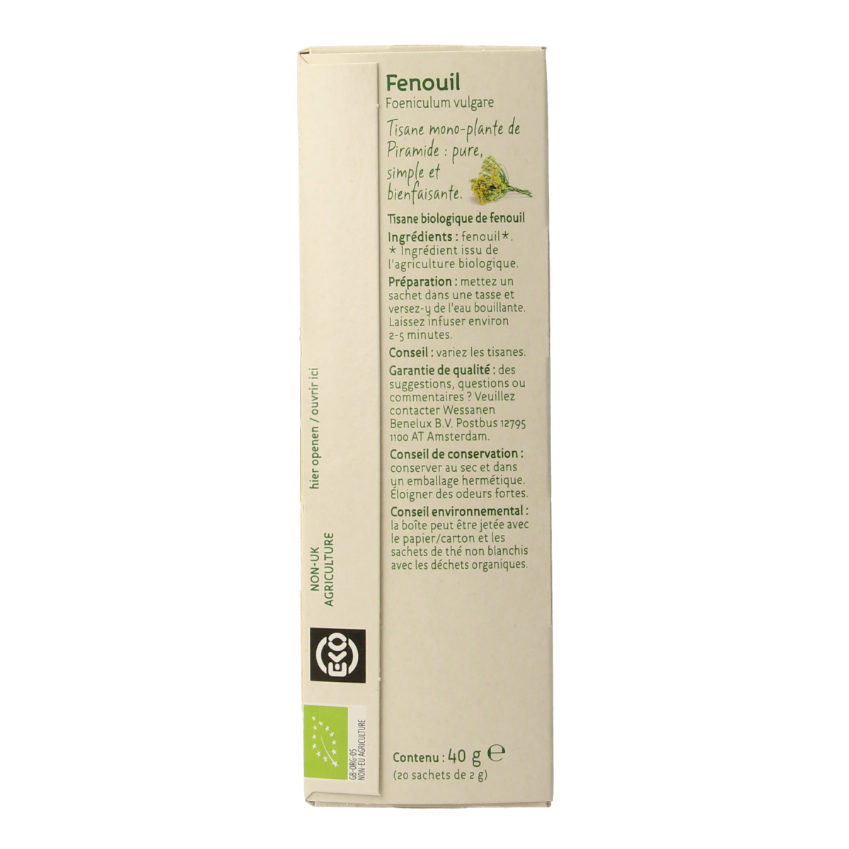 Piramide Venkel thee eko bio 20.00 Zakjes