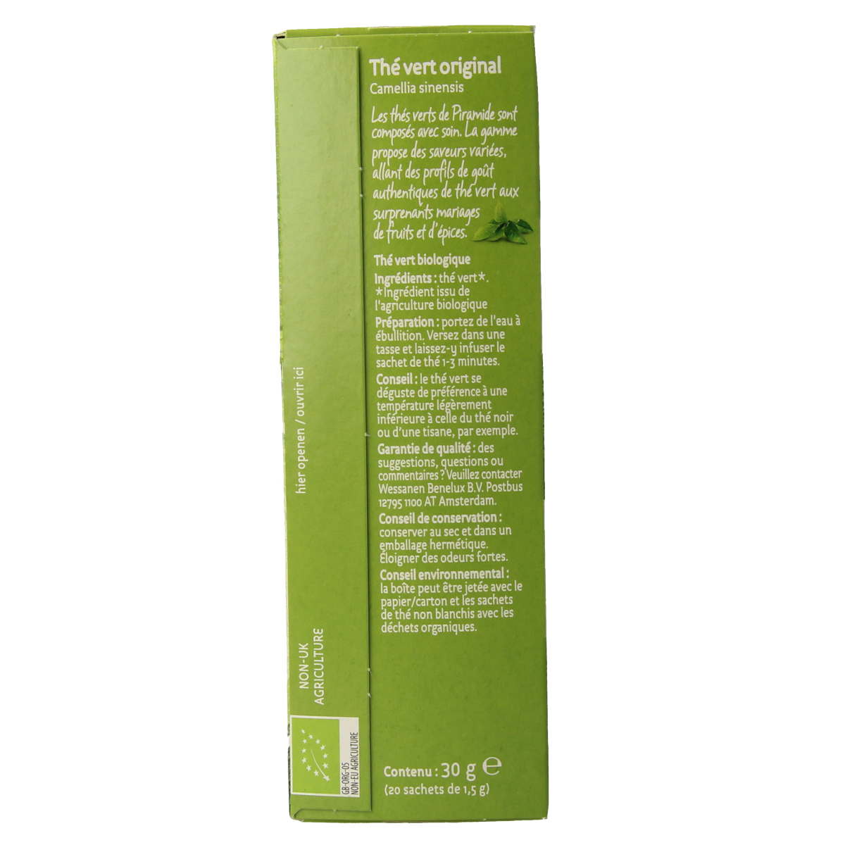 Piramide Groene thee eko original bio 20.00 Zakjes