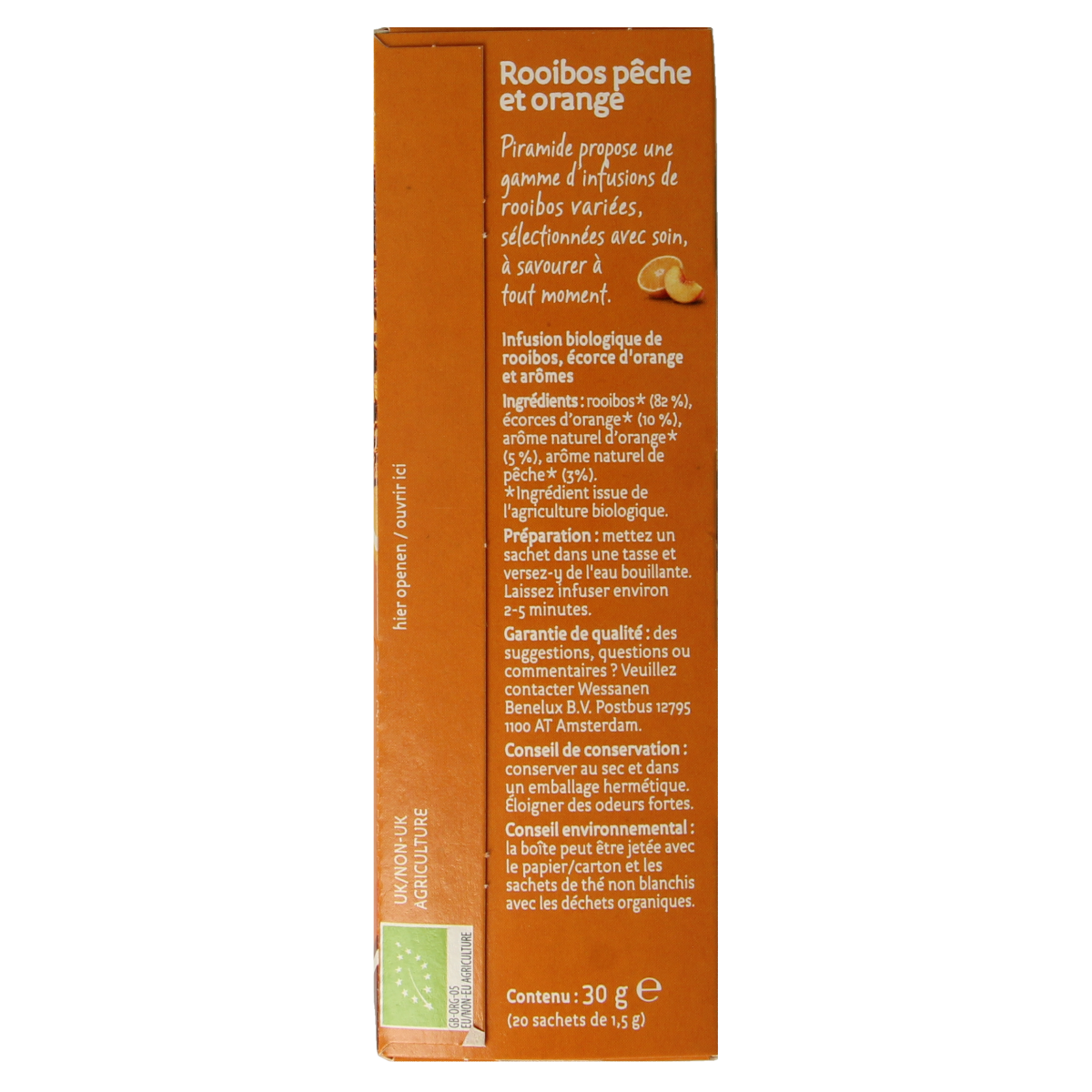 Piramide Rooibos perzik sinaasappel thee bio 20.00 Zakjes