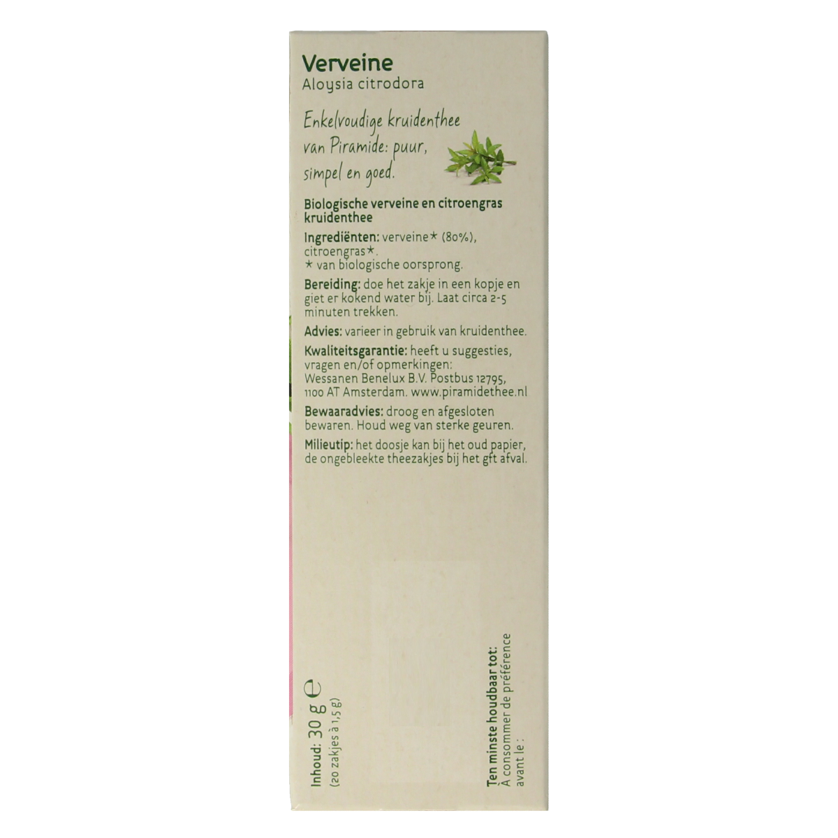 Piramide Verveine thee eko bio 20.00 Zakjes