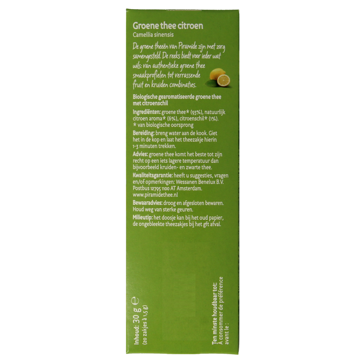 Piramide Groene thee met citroen bio 20.00 Zakjes