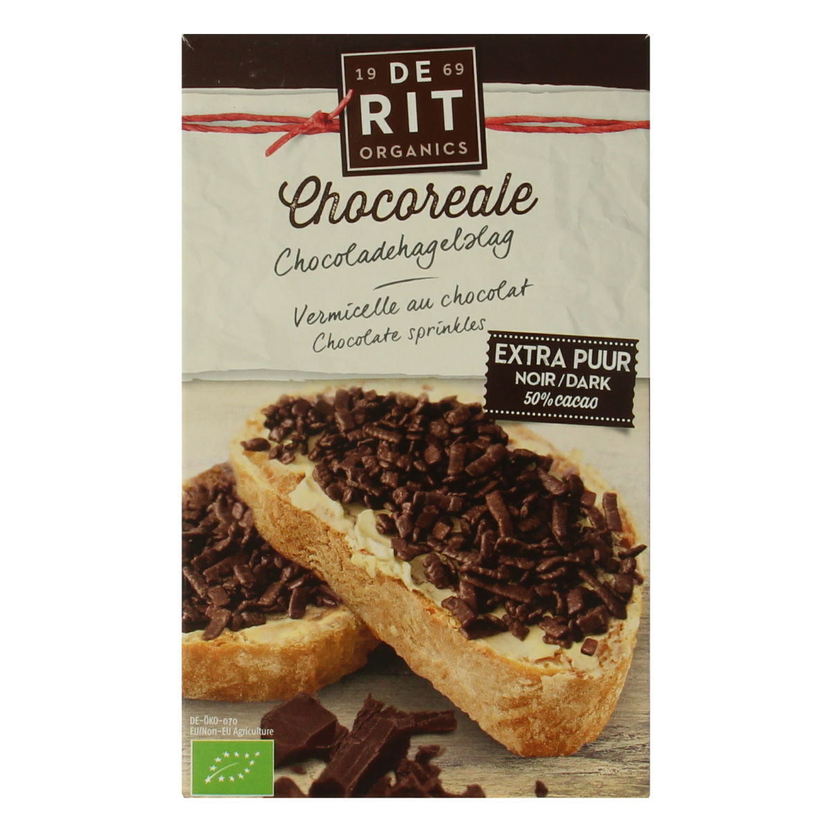 De Rit Chocoreale hagelslag extra puur bio 200.00 Gram