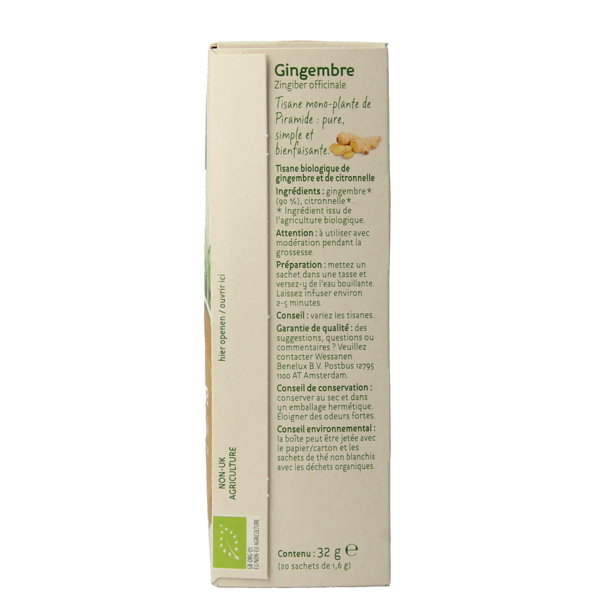 Piramide Gember thee eko bio 20.00 Zakjes