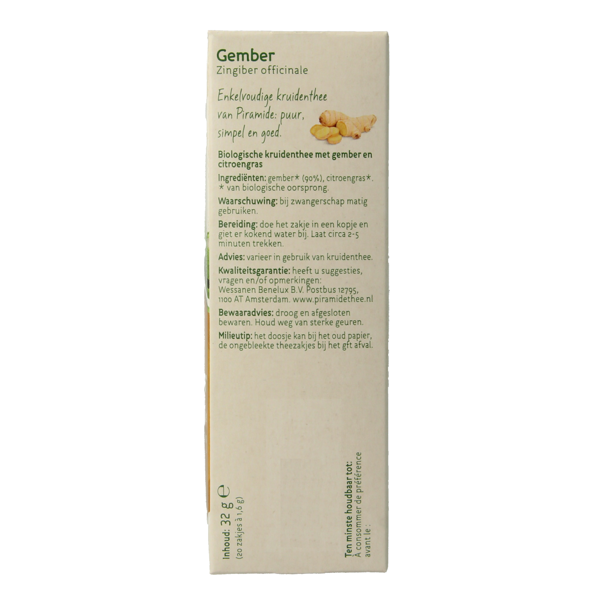 Piramide Gember thee eko bio 20.00 Zakjes