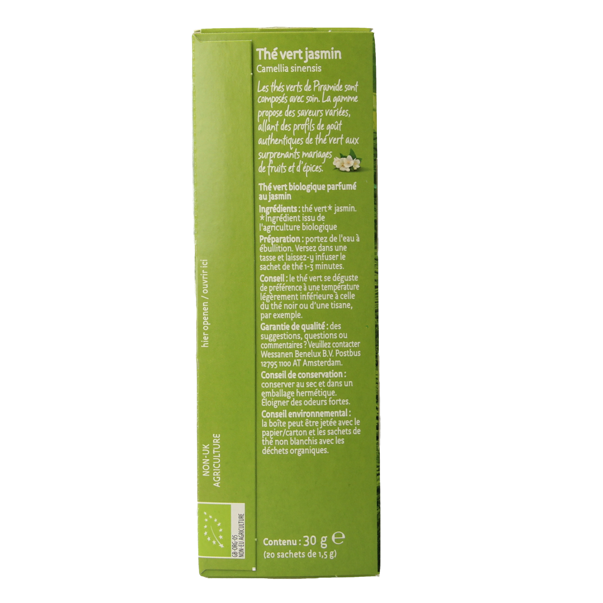 Piramide Groene thee & jasmijn eko bio 20.00 Zakjes