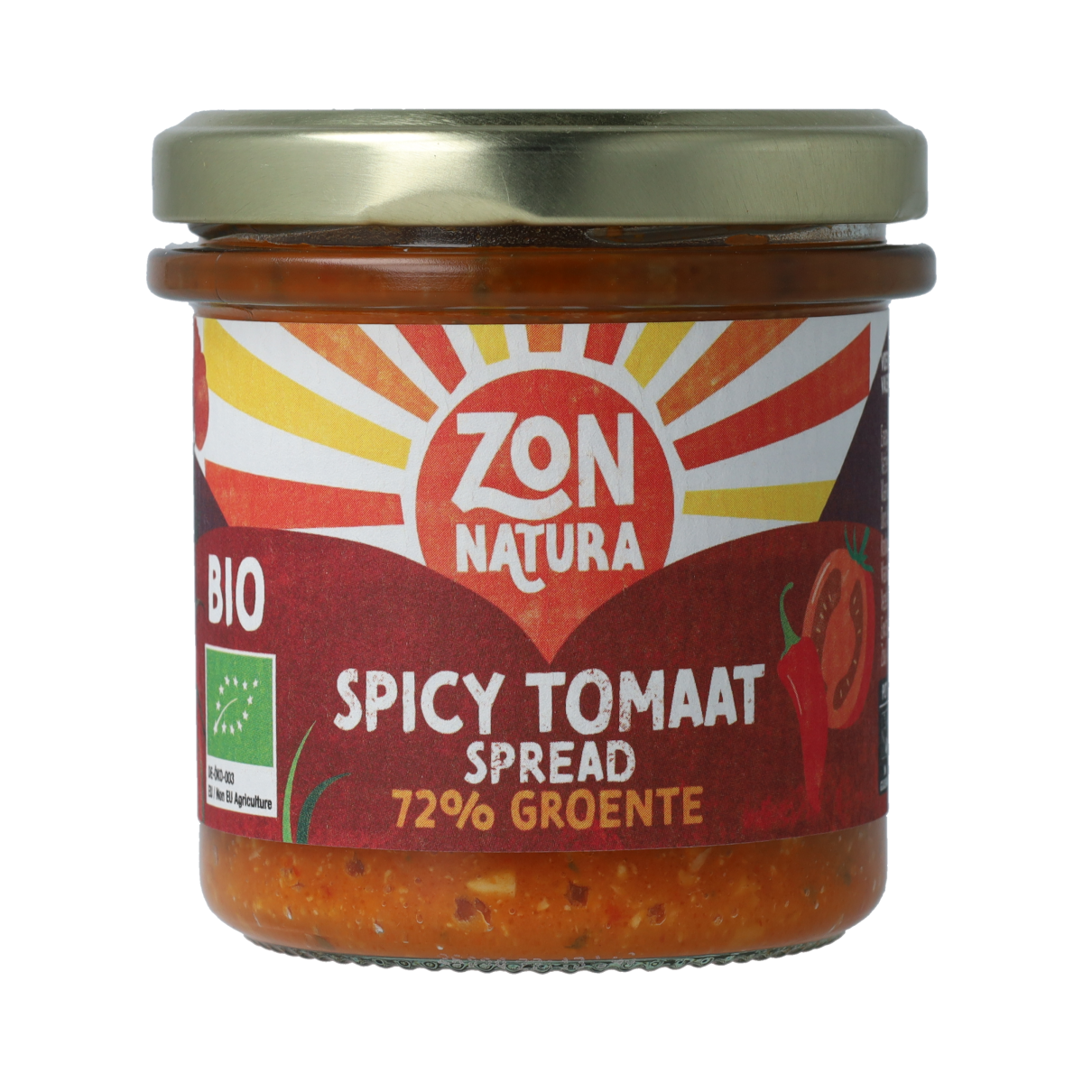 Zonnatura Groentespread spicy tomato bio 135.00 Gram