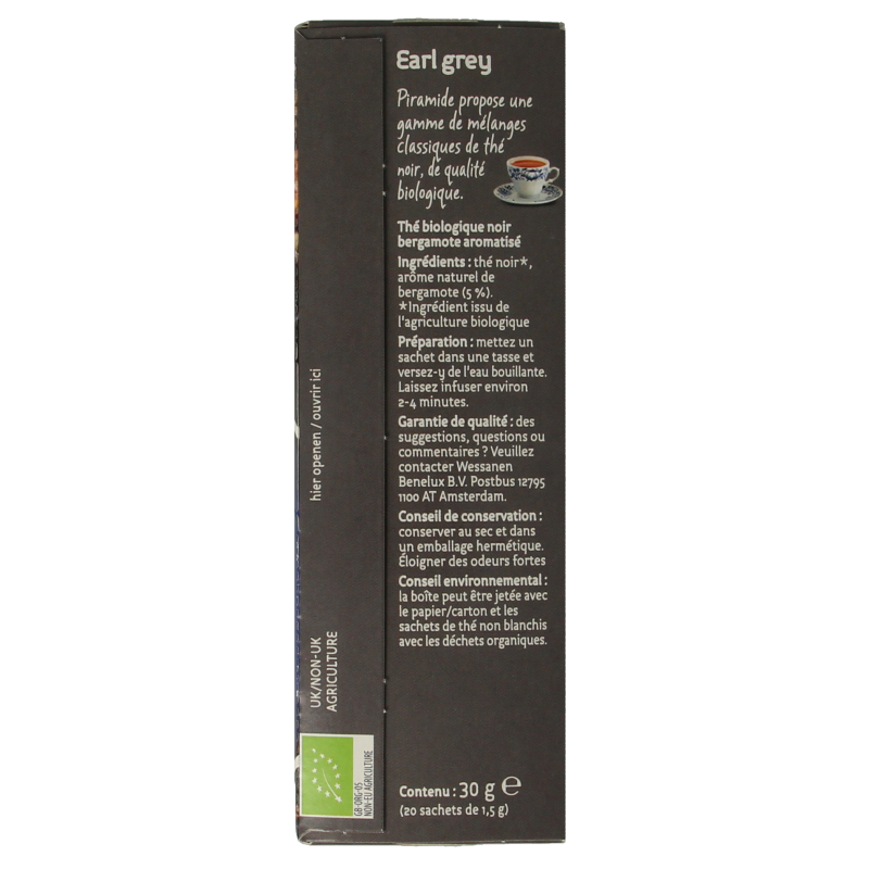 Piramide Earl grey thee eko bio 20 Zakjes