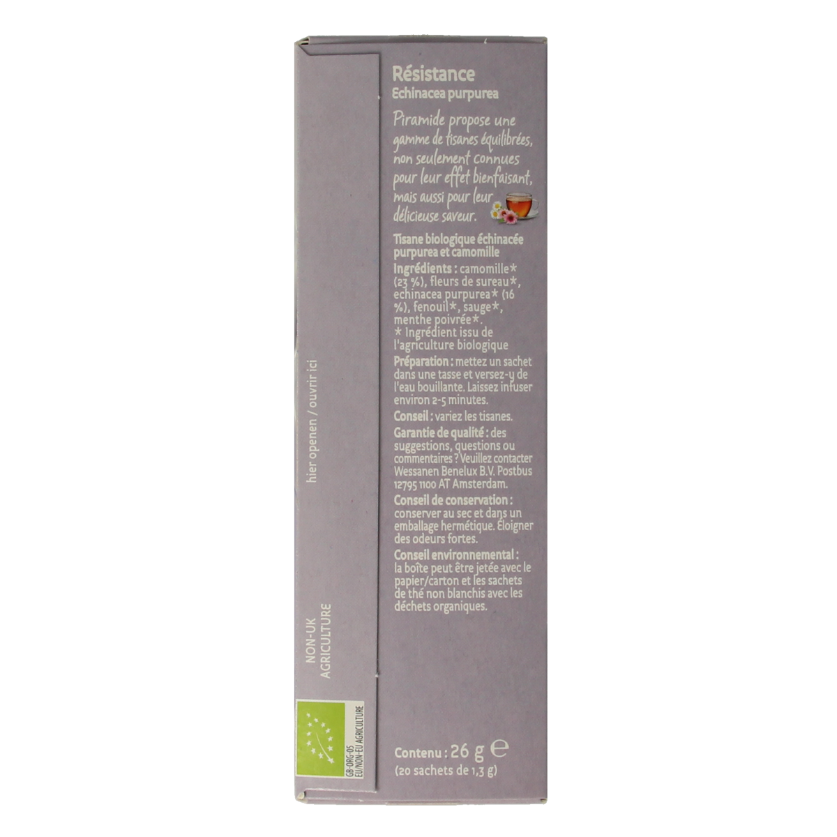 Piramide Weerstand thee eko bio 20.00 Zakjes