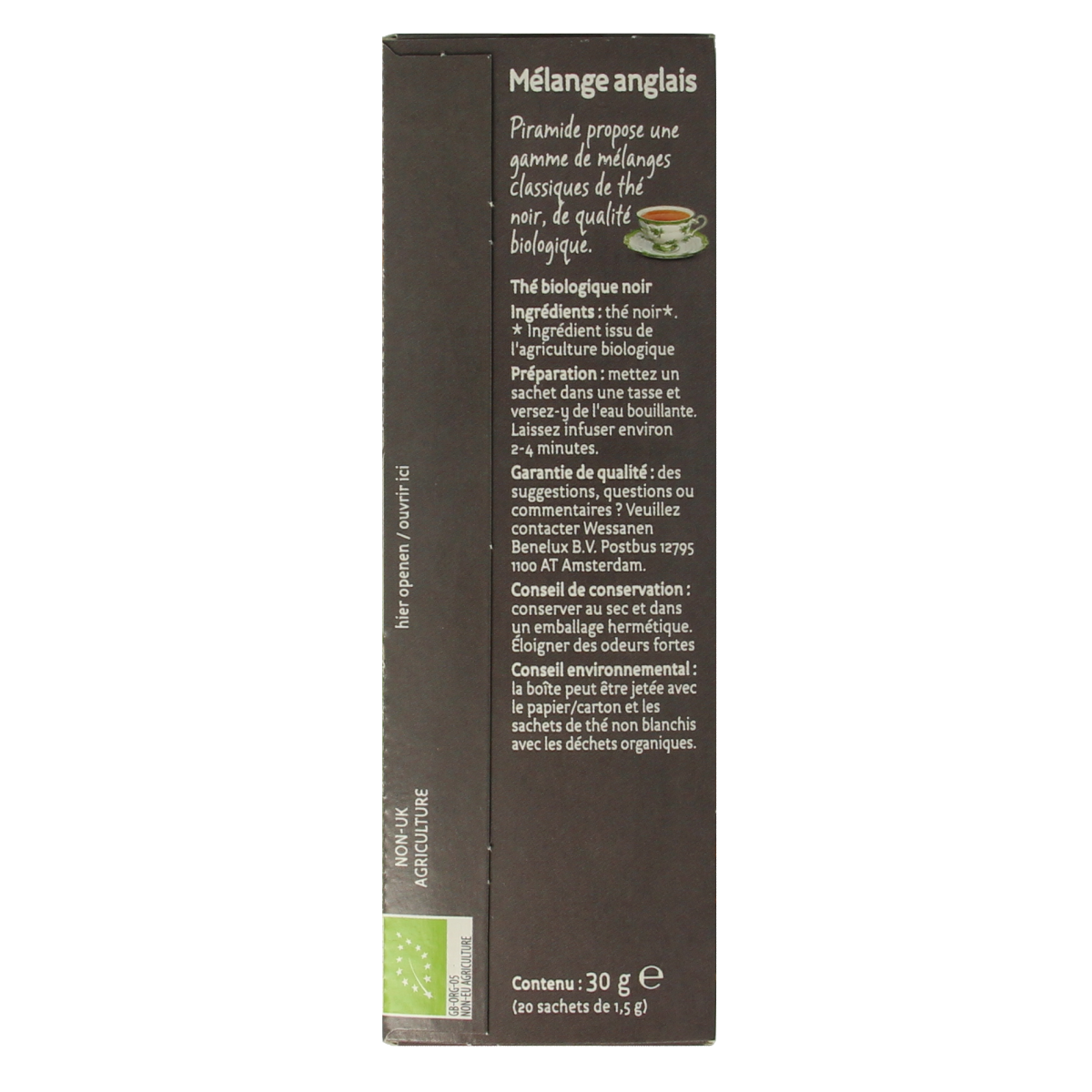 Piramide Engelse melange thee bio 20.00 Zakjes