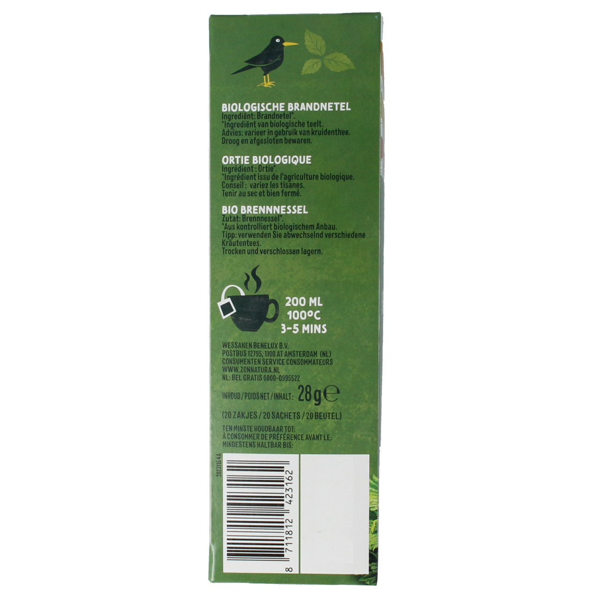 Zonnatura Brandnetel thee 100% bio 20.00 Zakjes
