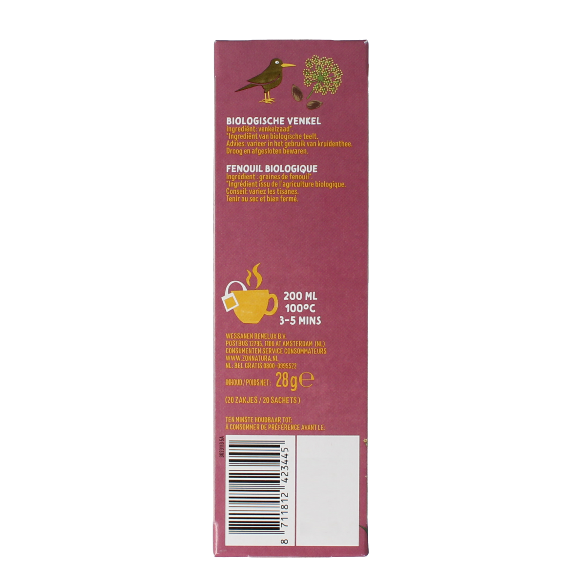 Zonnatura Venkel thee 100% bio 20.00 Zakjes
