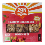 Zonnatura Notenreep cashew cranberry 3x25 gram bio 75.00 Gram