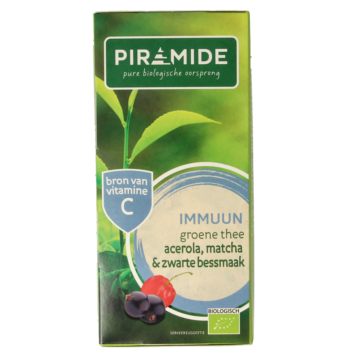 Piramide Immuun groene thee acerola matcha & zwarte bes bio 20.00 Zakjes