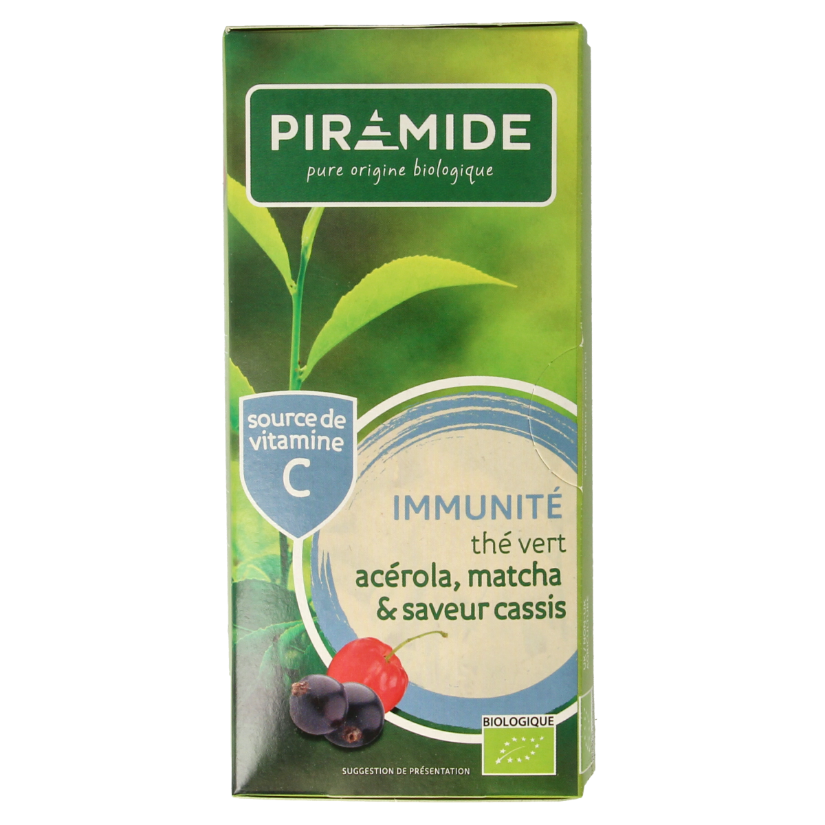Piramide Immuun groene thee acerola matcha & zwarte bes bio 20.00 Zakjes