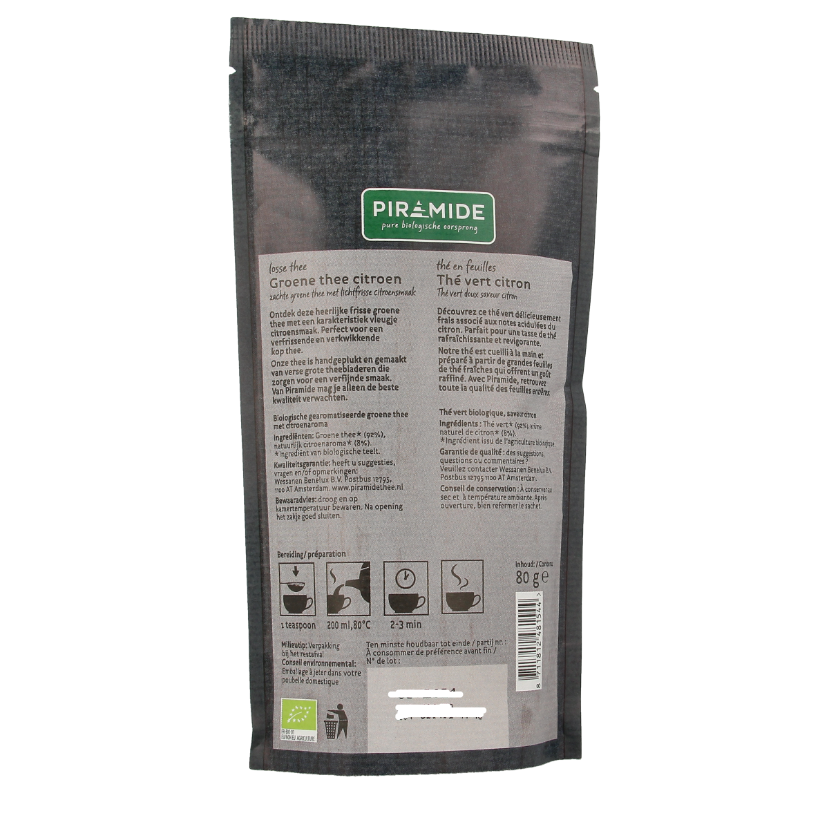 Piramide Groene thee citroen bio 80.00 Gram