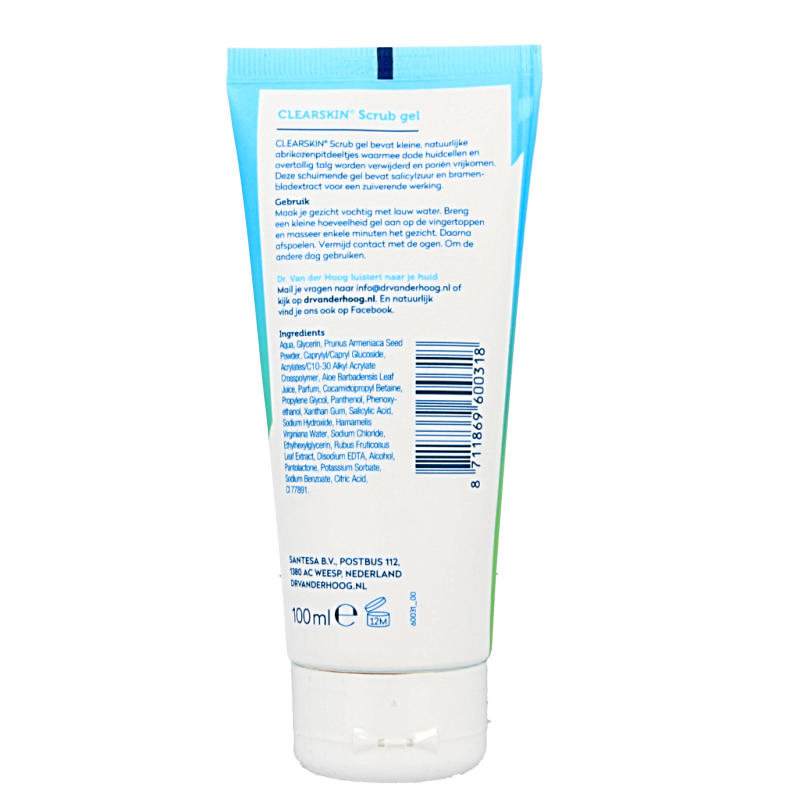 Dr. van der Hoog Clearskin scrub gel tube  100 Milliliter