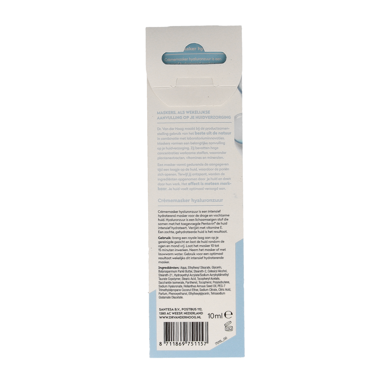 Dr. van der Hoog Crememasker hyaluron zuur 10.00 Milliliter