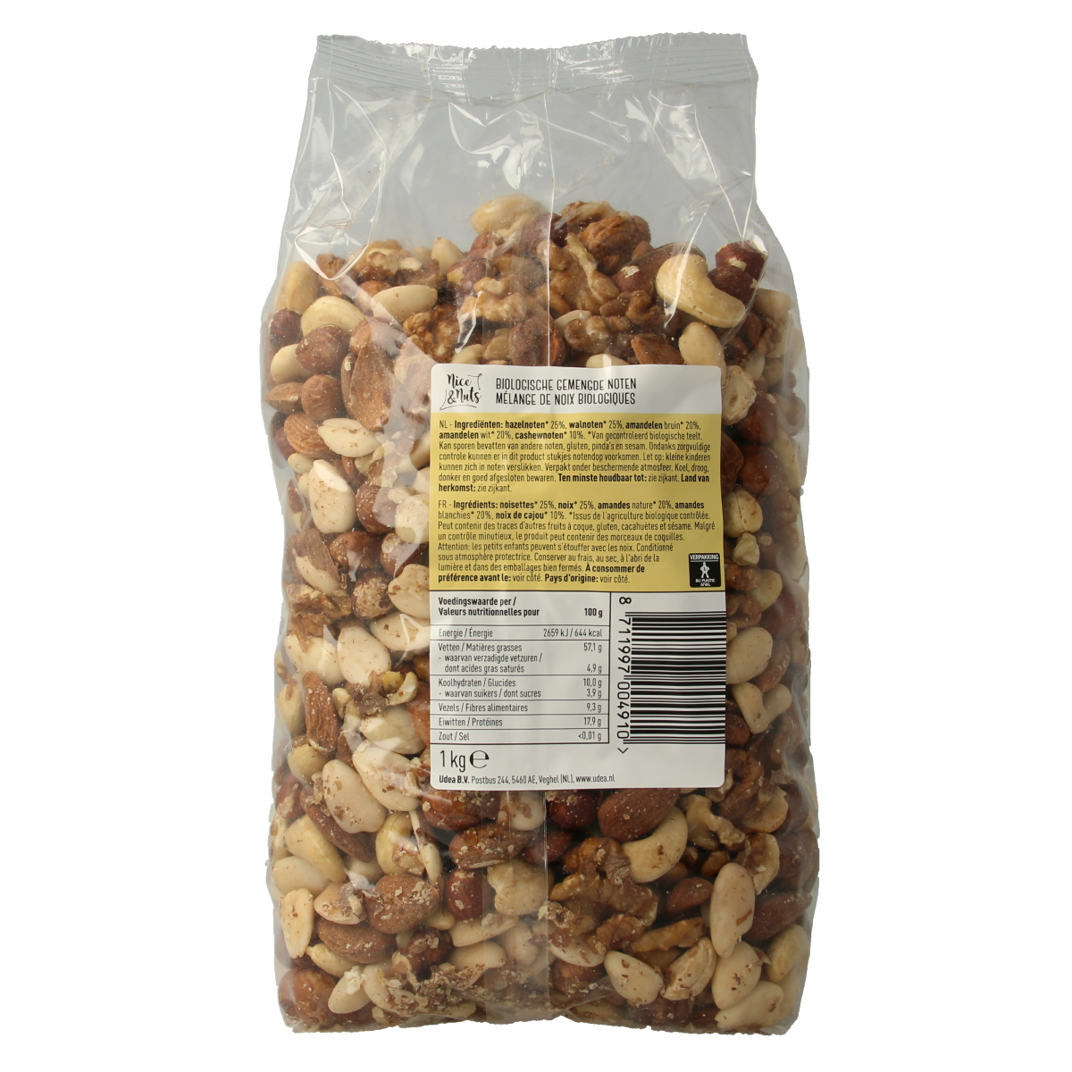 Nice & Nuts Gemengde noten rauw bio 1.00 Kilogram