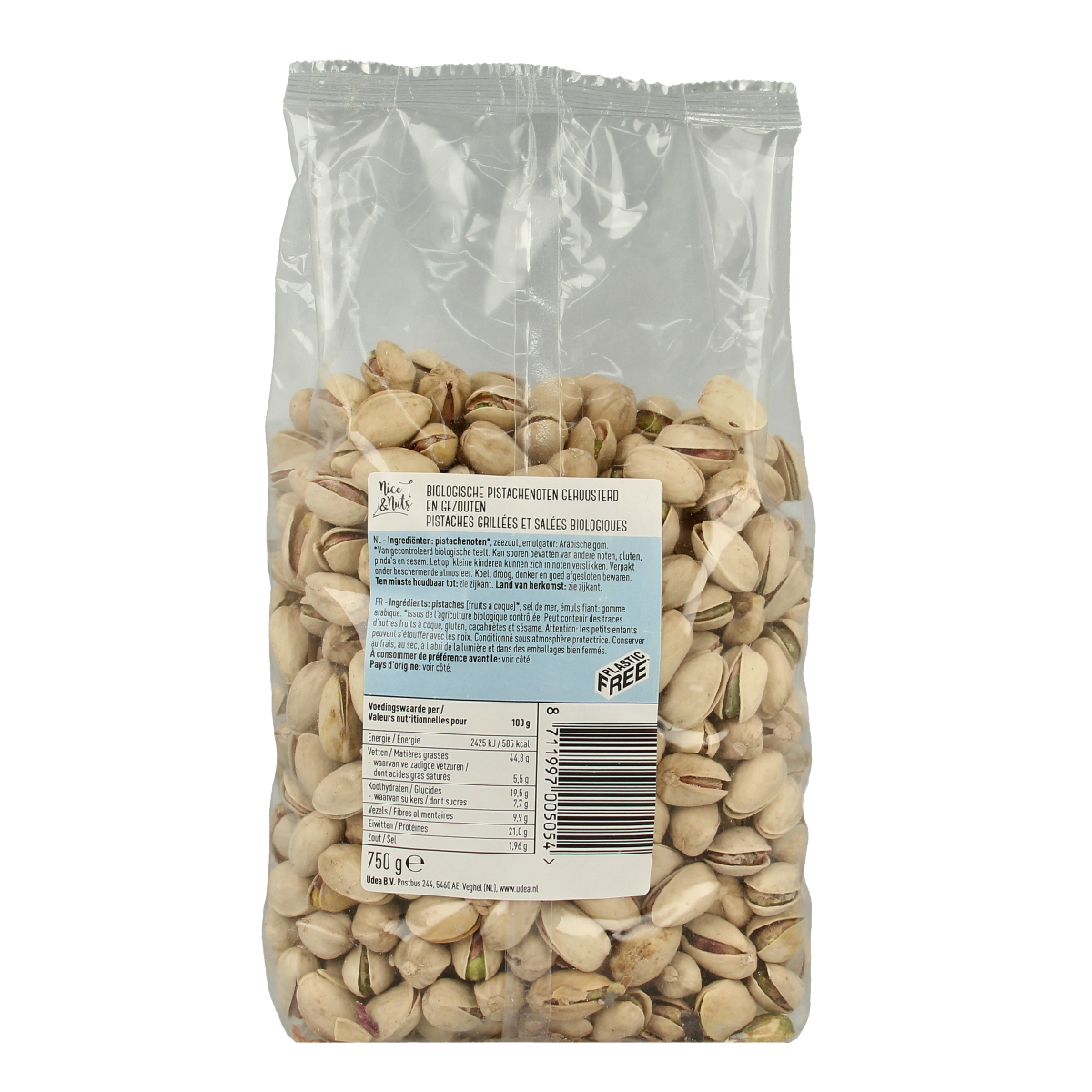 Nice & Nuts Pistache geroosterd en gezouten bio 750.00 Gram