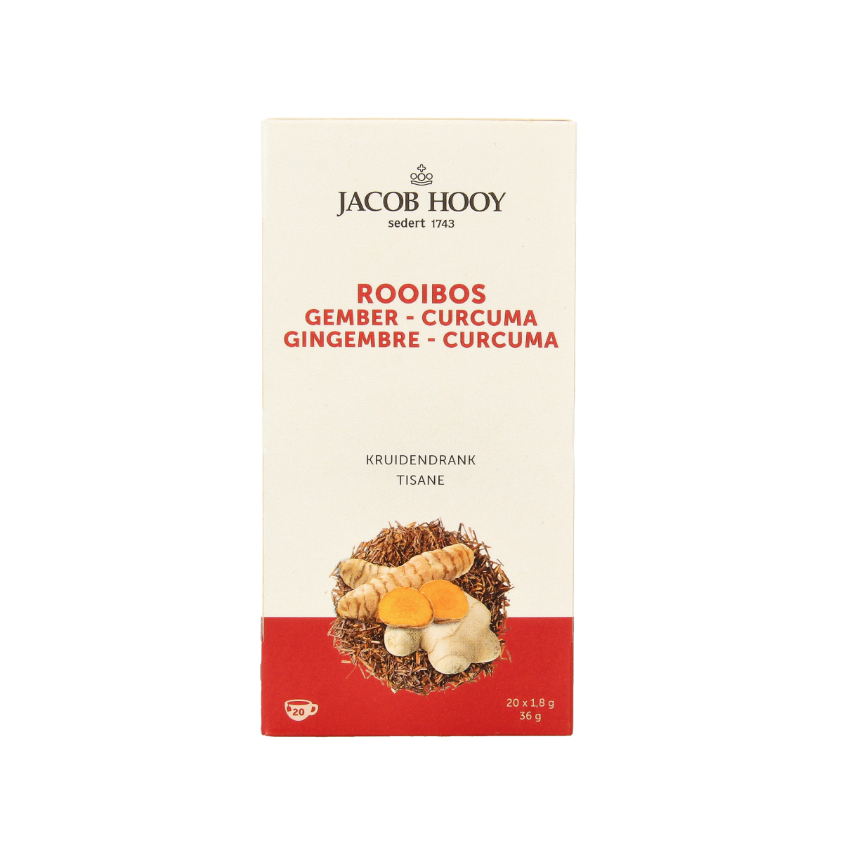 Jacob Hooy Rooibos gember curcuma thee  20.00 Zakjes