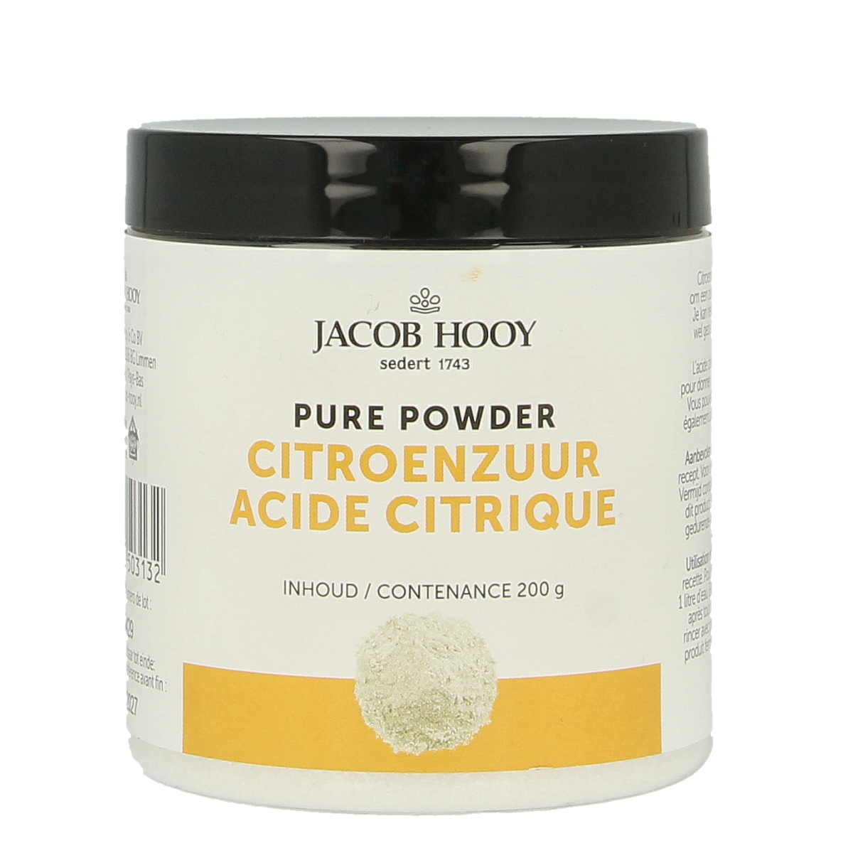 Jacob Hooy Citroenzuur pot 200.00 Gram