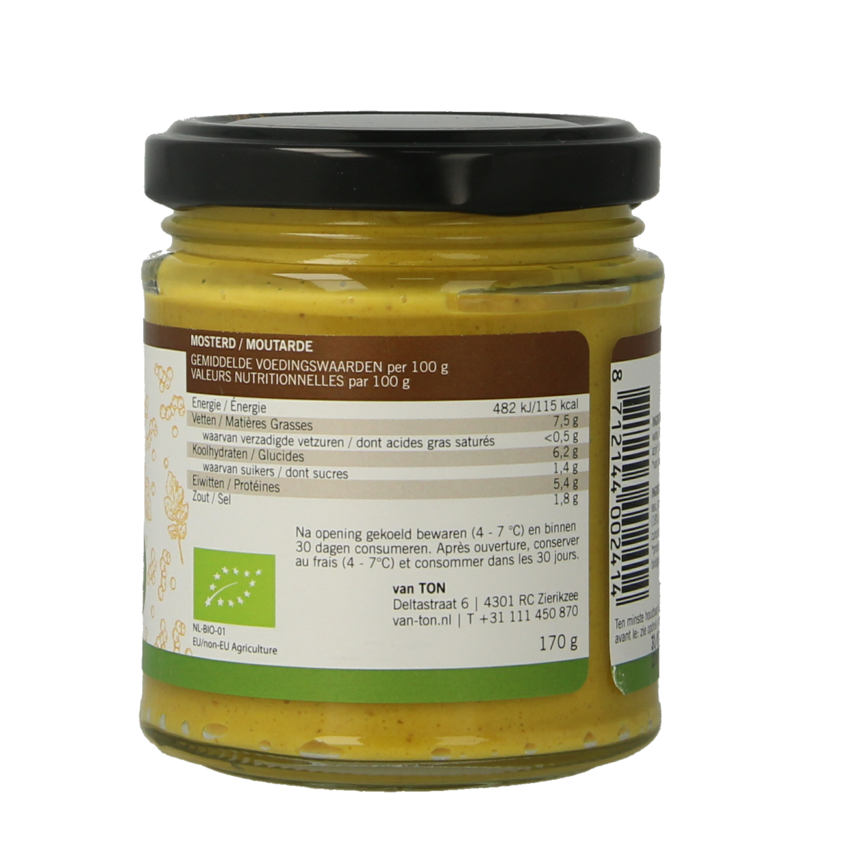Van Ton Mosterd fijn bio 170.00 Gram