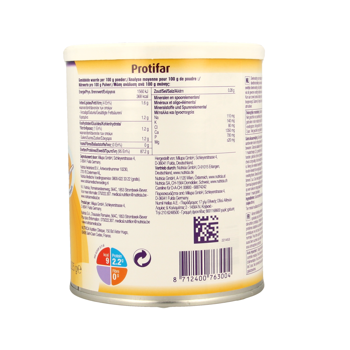 Nutricia Protifar eiwitrijk poeder 225.00 Gram