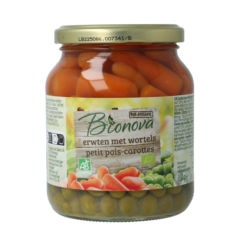 Bionova Doperwten met wortel bio 350 Gram