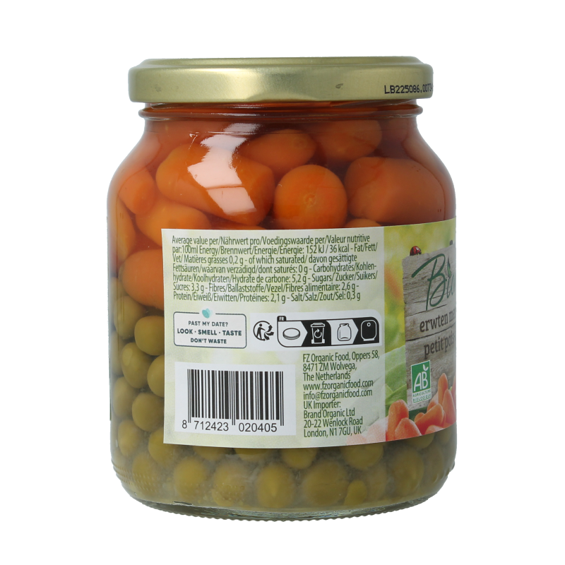 Bionova Doperwten met wortel bio 350 Gram