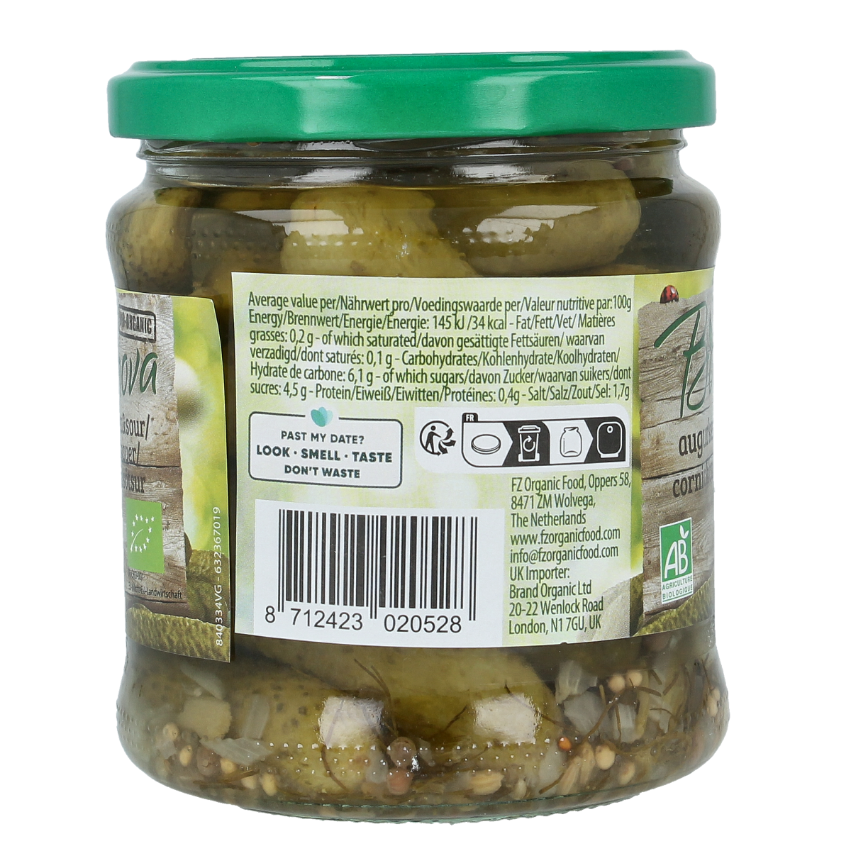 Bionova Augurken zoet zuur bio 330.00 Gram
