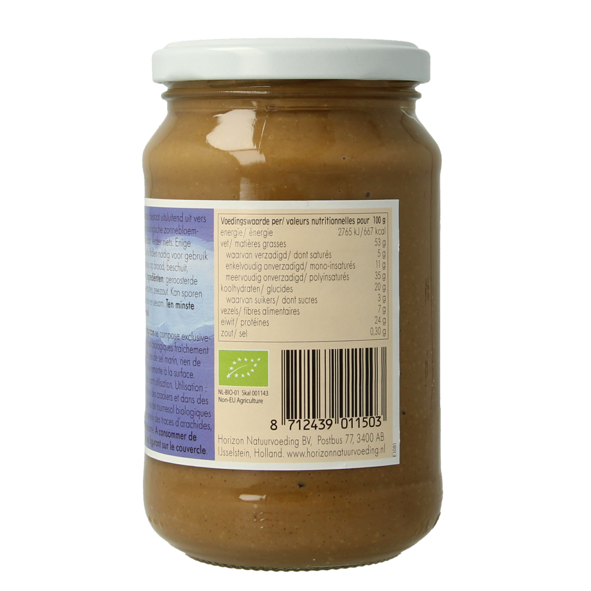 Horizon Zonnebloempasta met zout eko bio 350.00 Gram