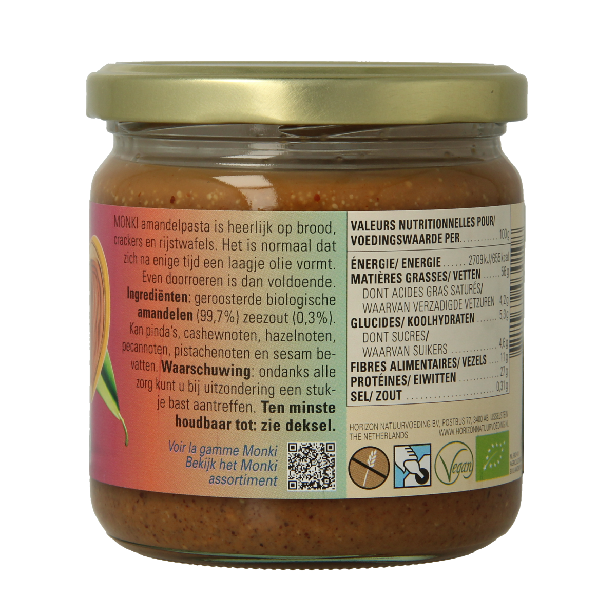 Monki Amandelpasta met zout bio 330.00 Gram