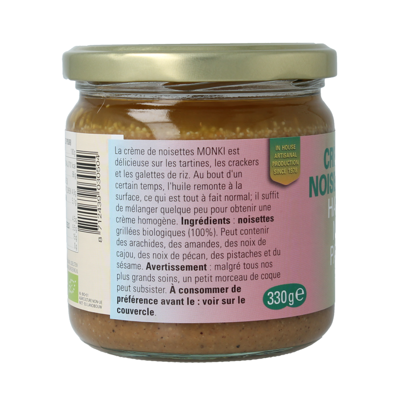 Monki Hazelnootpasta eko bio 330 Gram