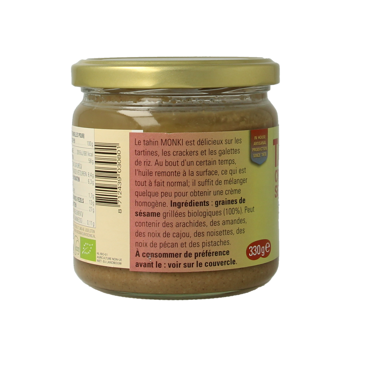Monki Tahin zonder zout eko bio 330.00 Gram