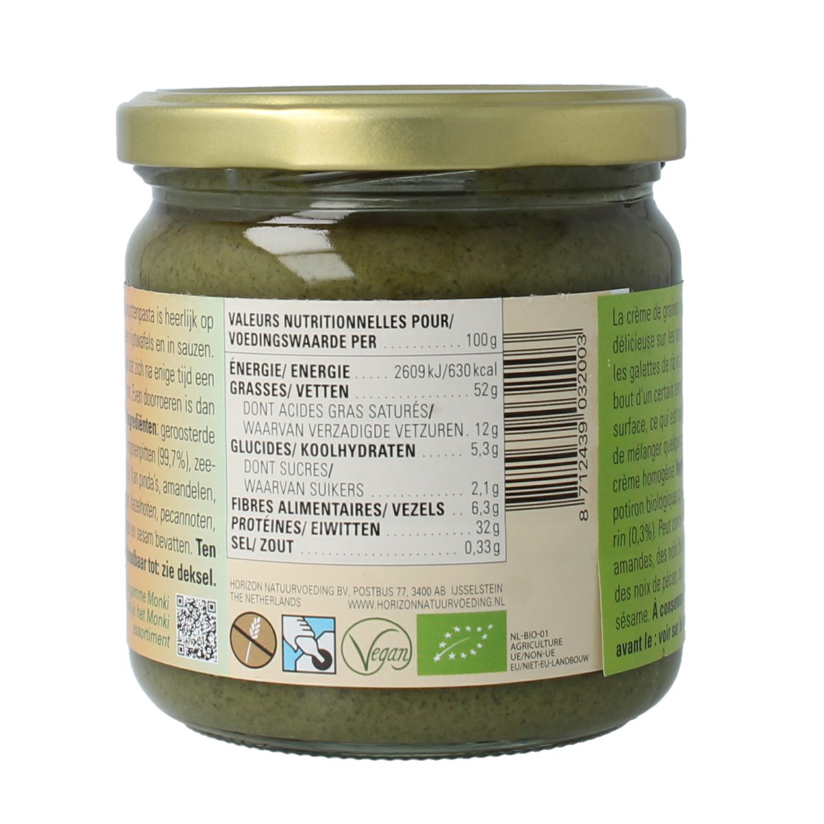 Monki Pompoenpittenpasta bio 330.00 Gram
