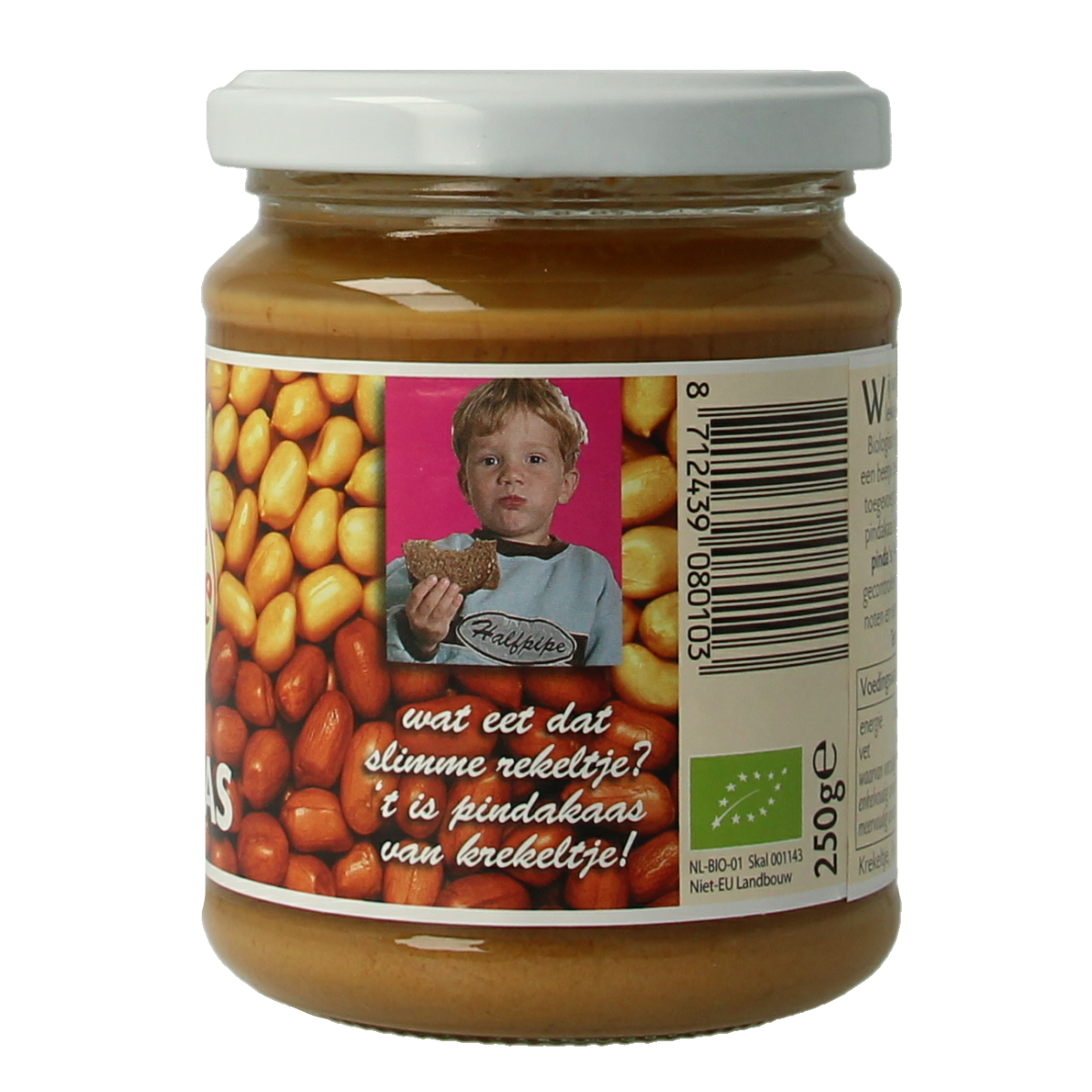 Krekeltje Pindakaas met zout eko bio 250.00 Gram