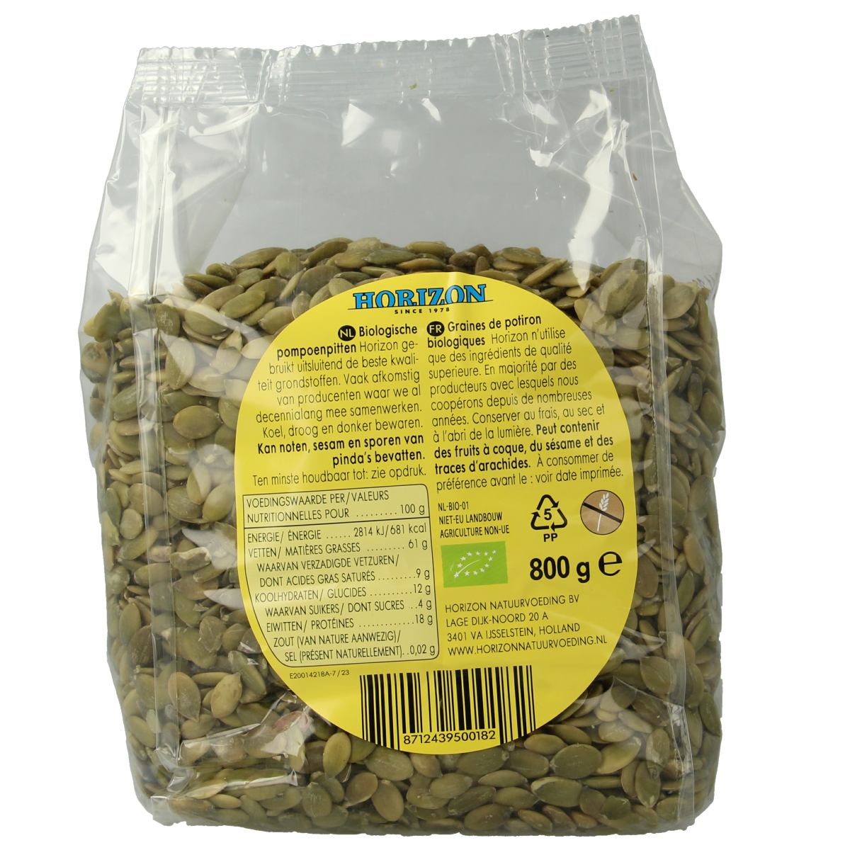 Horizon Pompoenpitten bio 800.00 Gram