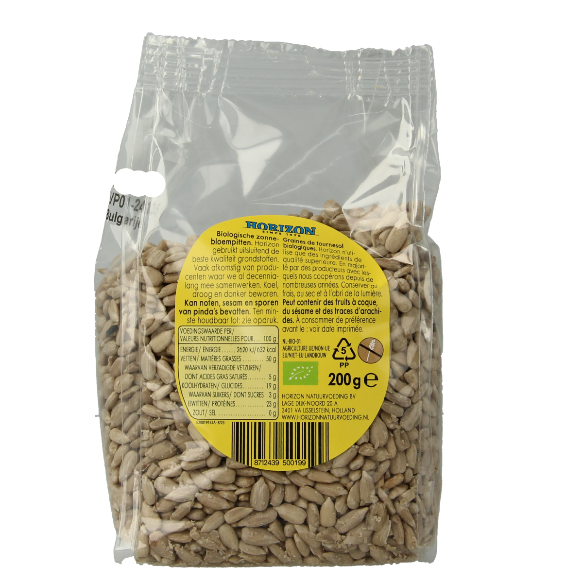 Horizon Zonnebloempitten bio 200.00 Gram