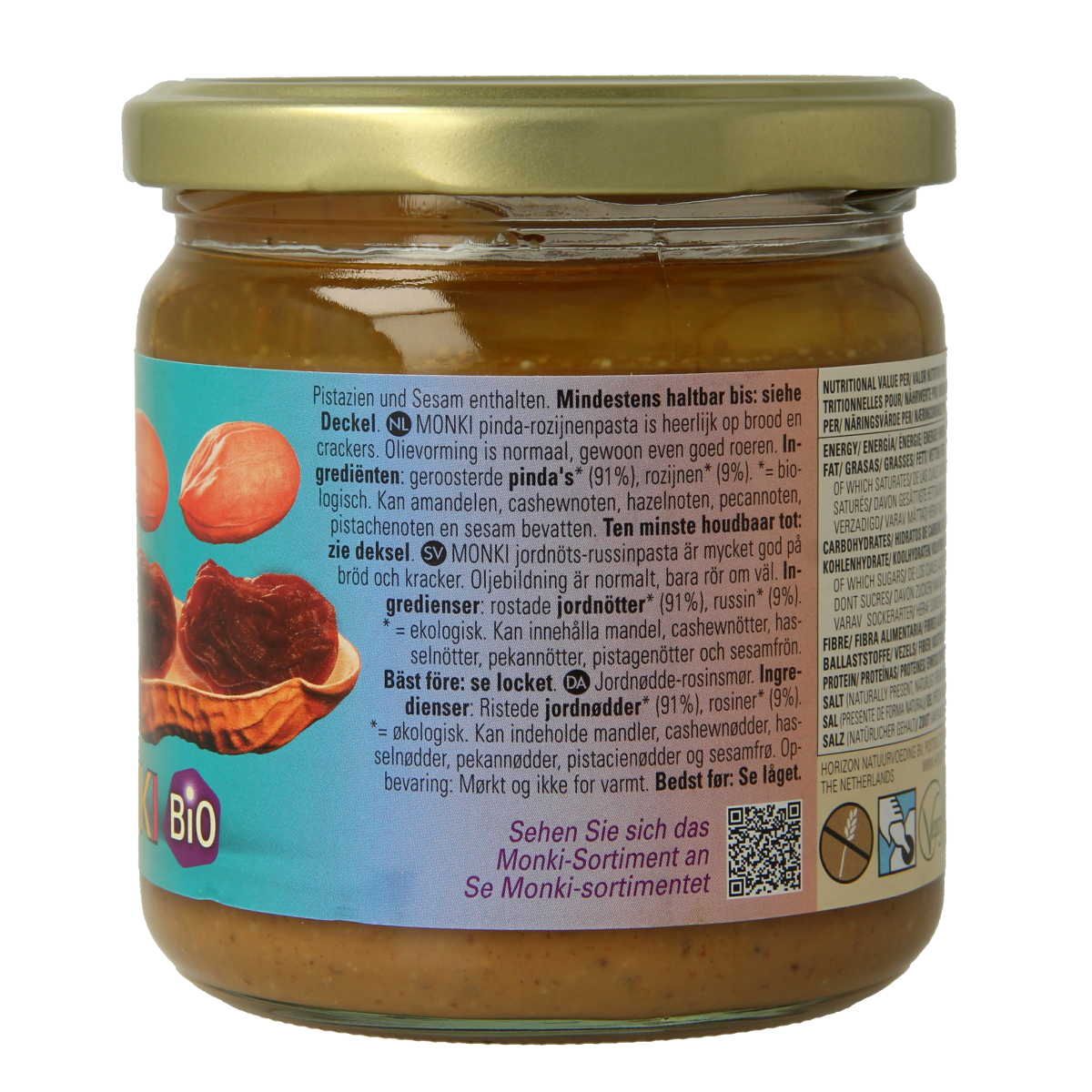 Monki Pinda rozijnenpasta bio 330.00 Gram